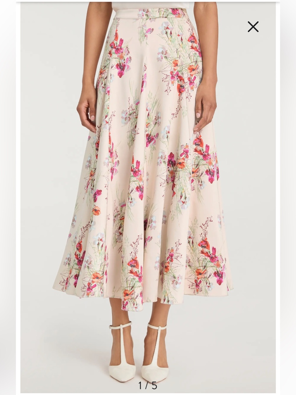 NWOT Cinq a Sept OAT MILK/MULTI HILDA BOQUET GODET SKIRT Size 8